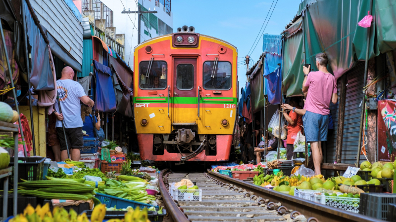 Train street in Thailand